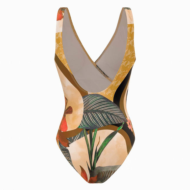 2025 new European and American foreign trade one-piece conservative belly backless sexy swimsuit chiffon beach dress cross-border explosions