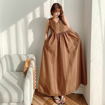 In-Stock Korean 2026 Spring/Summer New Style Large Flared Loose Sleeveless Dress, Stylish and Slimming Mid-Length Dress