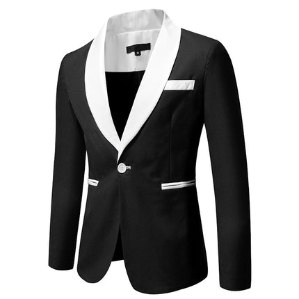 Autumn and Winter new men's casual contrast color green collar suit 9876-90