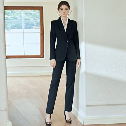 Spring and Autumn New One Button Suit Set Temperament Goddess Fan Sales Office Work Clothes White Collar Business Wear Dress Dress OL