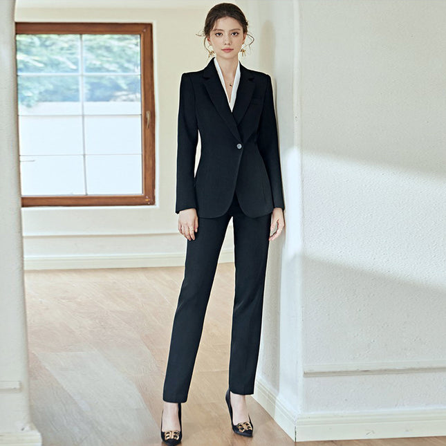 Spring and Autumn New One Button Suit Set Temperament Goddess Fan Sales Office Work Clothes White Collar Business Wear Dress Dress OL