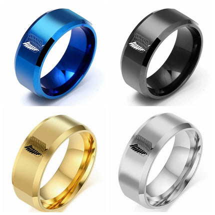 AliExpress two-dimensional round attack giant Freedom Wing logo men's and women's stainless steel ring jewelry supply