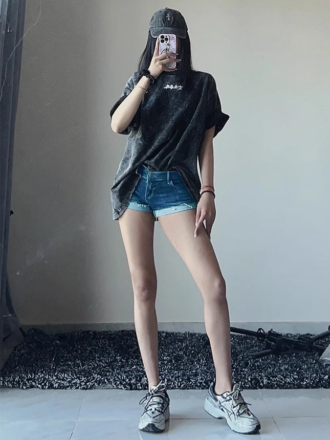 Hot~ Denim Shorts for Women 2024 Summer Hot Girl American Retro Hip-Covering Low-Waist Hot Slimming Look Super Shorts