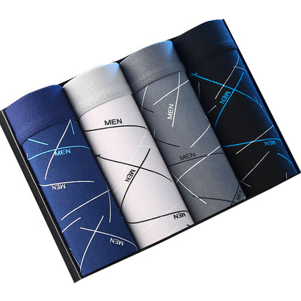 [New Explosions] Men's Underwear Men's Boxer Youth Mid-Waist Boxer Male plus size Shorts Shorts Head