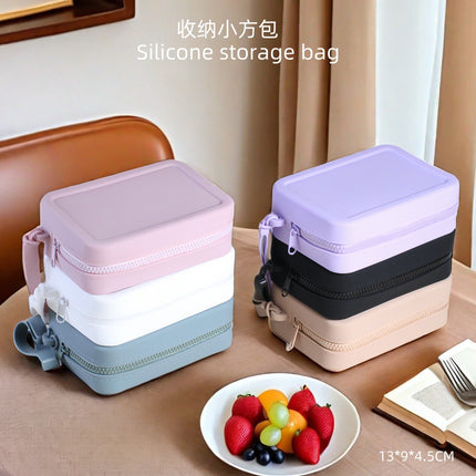 Manufacturer's Silicone Storage Bag, Large Capacity, Portable, Carry-On Cosmetic Storage Bag, Earphone Silicone Coin Purse, Customized