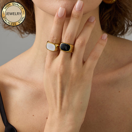 European and American Stainless Steel Ring Square Ring Gold White Ring Women Jewelry Ring Ring Wholesale