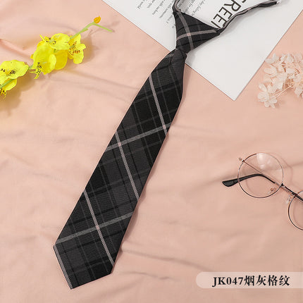 jk Japanese Style Plaid Women's Collar Flower Black Tie Collar String College Style Ribbon Bow Shirt ins Sailor Suit