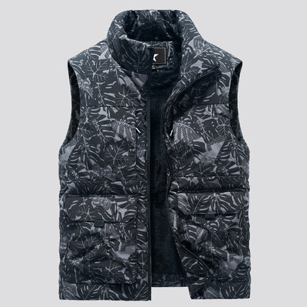 Workwear Vest Autumn and Winter Men's Fleece-lined Thickened Multi-bag Vest Outdoor Warm Waistcoat Photographic Fishing Clothes