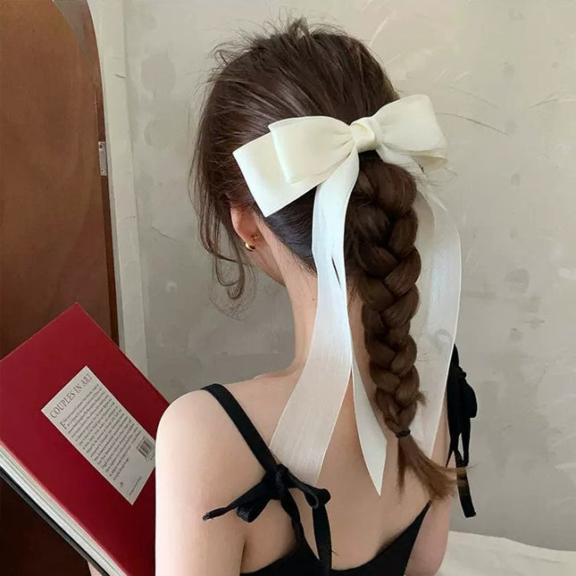Internet Celebrity Super Fairy Large Chiffon Bow Hairpin Women's Head Half-Tie Hair Accessories Face Showing Small Spring Clip Headwear