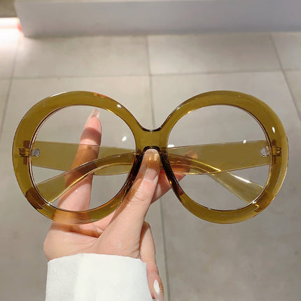 Personalized Fashion European and American Retro Slimming Super Large Frame Anti-blue Glasses Plain Face-free Artifact Little Red Riding Book Same Style Flat Glasses