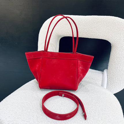 New Chinese Style National Style Vegetable Basket Bag Satin Genuine Leather Small Square Bag Large Capacity Niche Portable Bucket Bag Shoulder Crossbody Bag