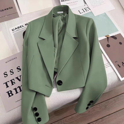 Short Blazer for Petite Women 2025 Spring and Autumn Emerald Green New Student Versatile Small Suit Trendy Women