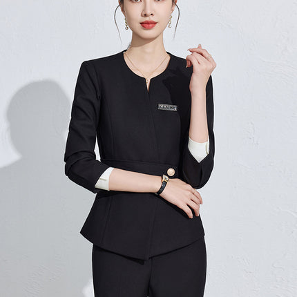 Black Suit suit Women's Spring and Autumn New Professional Fortress Jewelry Gold Shop Tooling Front Desk Reception Sales Work Clothes