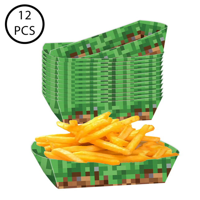 Cross-Border Minecraft Pixel Theme French Fries Box Outdoor Party Snack Box Pixel Sandbox Decorative Square Box