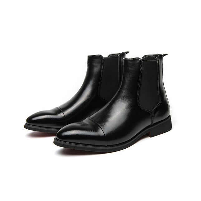 Men's Cross-border plus size New Casual Leather Boots Fashionable High-top Chelsea Boots Korean Fashionable Retro Leg Leather Shoes