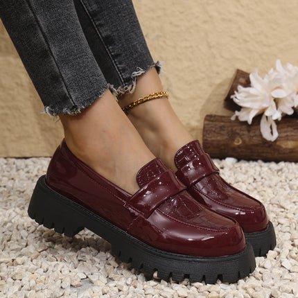Foreign trade shoes 2024 winter new British style Joker thick bottom round head stone pattern pedal loafers wholesale