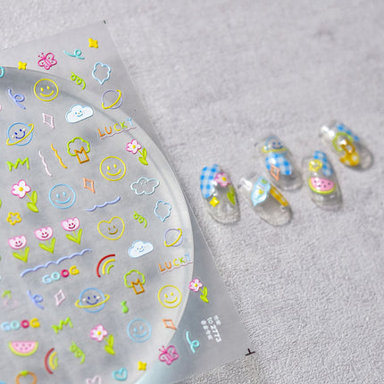 Pink Graffiti Small Drawing Board Nail Art Stickers Tomoni Embossed Popular Japanese Style Nail Stickers Cute Nail Art Accessories