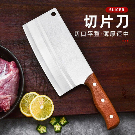 Wooden Handle Wire-drawing Household Kitchen Knife Handmade Chopping Dual-purpose Knife Sharp Slice Knife Special for Chef Knife Set Knife
