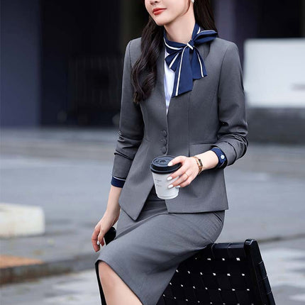 Stewardess Uniform Professional suit Female Spring and Autumn Fashion Front Desk Beautician Work Clothes Female Professional Temperament Suit Dress