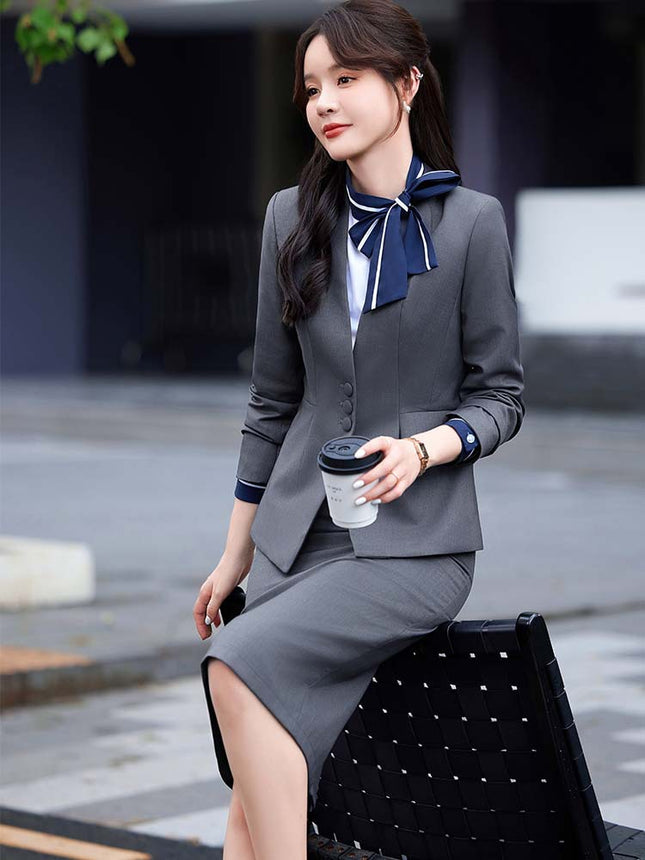 Stewardess Uniform Professional suit Female Spring and Autumn Fashion Front Desk Beautician Work Clothes Female Professional Temperament Suit Dress