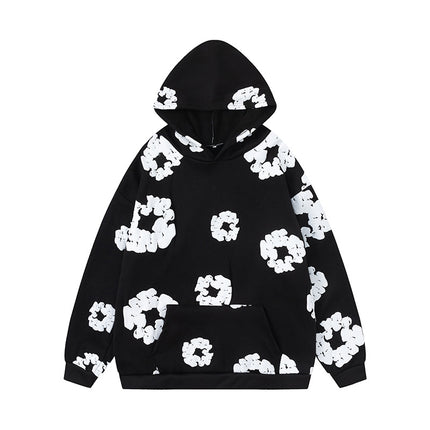 Cross-border Flower Printed Trendy Brand Same Style Hooded Sweater European and American Loose Hoodie Men's and Women's Sweater suit Men's Trendy Brand
