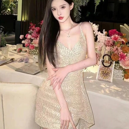 2025 Summer New High-End Elegant Goddess-Style Dress Light Luxury French Banquet Sexy Mini Dress