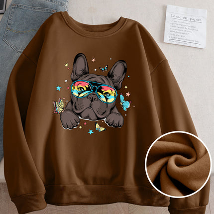 Wish Cross-Border Aliexpress Hot Selling Women's Clothing Amazon American Street Casual Dog Print Sweatshirt Bottoming Shirt