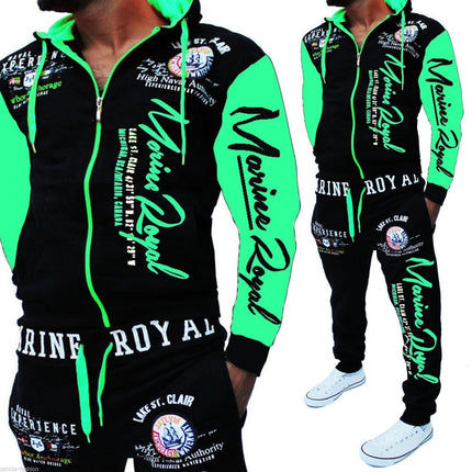 Foreign trade cross-border men's fashion two-piece hooded sweatshirt and pants hooded sportswear a large number of in stock