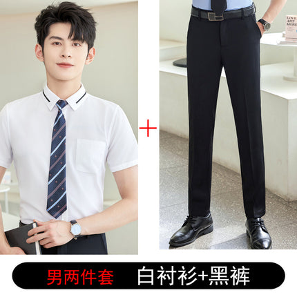 Men's and Women's Professional Shirts Hotel Front Desk Attendant Work Clothes Temperament ktv Catering Salesperson Work Clothes Summer