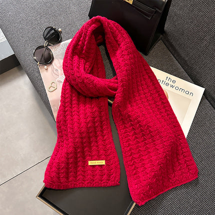 Scarf Women's Winter 2024 New Cashmere Knitted Thickened Scarf Ankora Red White Warm Student Wholesale