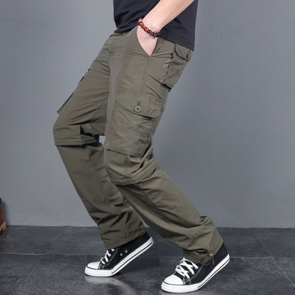 Mountaineering Pants Men's Outdoor Summer Thin Multi-pocket Cordwork Pants Men's Loose Charge Pants Men's Two-section Pants Removable Pants
