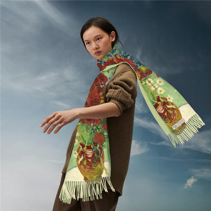 Winter French Van Gogh oil painting series bottle Daisy cashmere-like all-match long scarf scarf shawl warm scarf