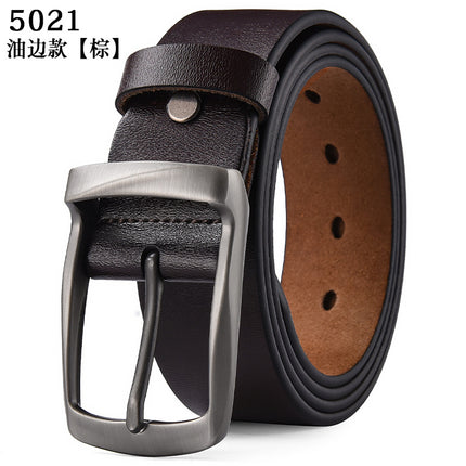 Factory Direct Sale Men's Pin Buckle Leather Belt Korean Style Trendy Casual Retro Pants Belt Pure Cowhide Genuine Leather Belt Wholesale Trendy