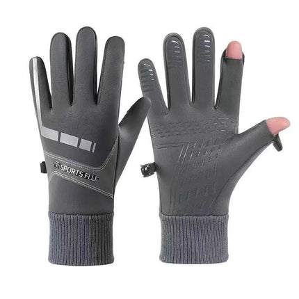 Autumn and Winter Cycling Gloves Warm Gloves Men's Touch Screen Fleece-Lined Waterproof Anti-Slip Sports Motorcycle Mountaineering Ski Gloves