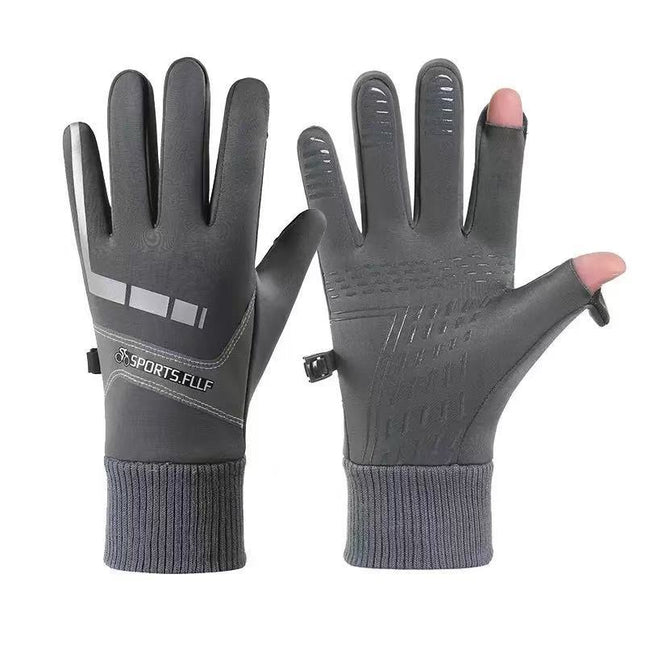 Autumn and Winter Cycling Gloves Warm Gloves Men's Touch Screen Fleece-Lined Waterproof Anti-Slip Sports Motorcycle Mountaineering Ski Gloves