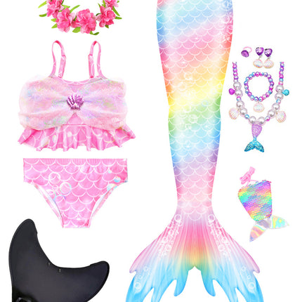 Girls Mermaid Swimsuit Mermaid Tail with Gauze Ariel Princess Swimsuit Children's Swimsuit