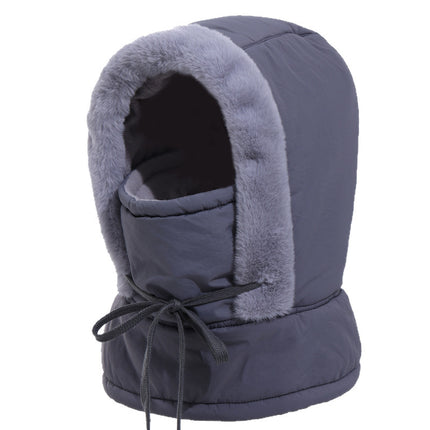 Winter Warm Lei Feng Hat for Men with Large Brim, Windproof, Fleece-Lined, Thick Neck Warmer, Integrated Face Mask for Women, Suitable for Cycling and Riding