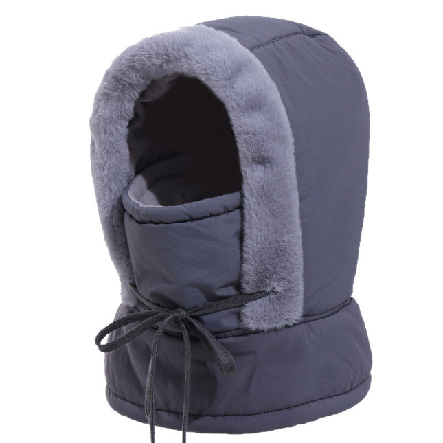 Winter Warm Lei Feng Hat for Men with Large Brim, Windproof, Fleece-Lined, Thick Neck Warmer, Integrated Face Mask for Women, Suitable for Cycling and Riding