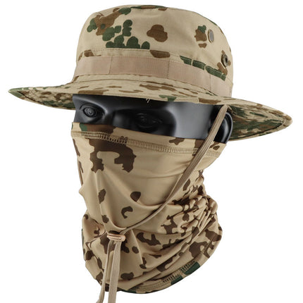 Summer Camouflage Tactical Penny Hat suit Multi-function Magic Hood Fishing Cap Sunscreen Protective Breathable Fisherman Hat