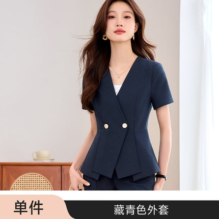 High-End Suit Suit Women's Summer Short-Sleeved Business Attire Hotel Manager Front Desk Reception Jewelry Store Gold Store Work Clothes