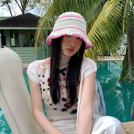 Colorful Straw Fisherman Hat Women's Summer Face Showing Small New All-match Straw Hat Beach Sunshade Sun Hat Trendy