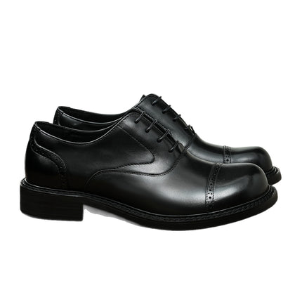 Men's Large-Toe Leather Shoes, Three-Piece Design, 2026 New Model, Business Casual British-Style Brogue, Wide-Fit Formal Oxford Shoes