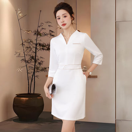 Summer Beauty Salon Short-Sleeved Technician Uniforms for Women, High-End Spa Club Foot Bath and Head Therapy Beautician and Waitress Work Uniforms