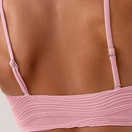 2024 New Export European and American Bikini Pure Color Bikini Split Cross-Border Amazon Swimsuit Two-Piece Swimsuit