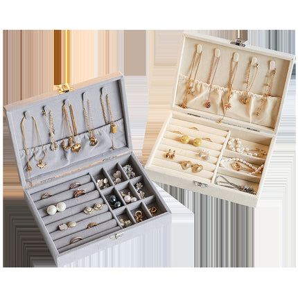 Flannel Jewelry Storage Box Dustproof High-grade Large Capacity Jewelry Box Earrings Bracelet Necklace Storage Display Jewelry Box