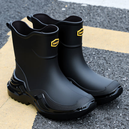 Korean Style Classic Black Non-Slip Men's Rubber Shoes Rain Boots Short-Tube Sports Water Boots Widened and Thickened Cross-Border Environmentally Friendly Water Shoes