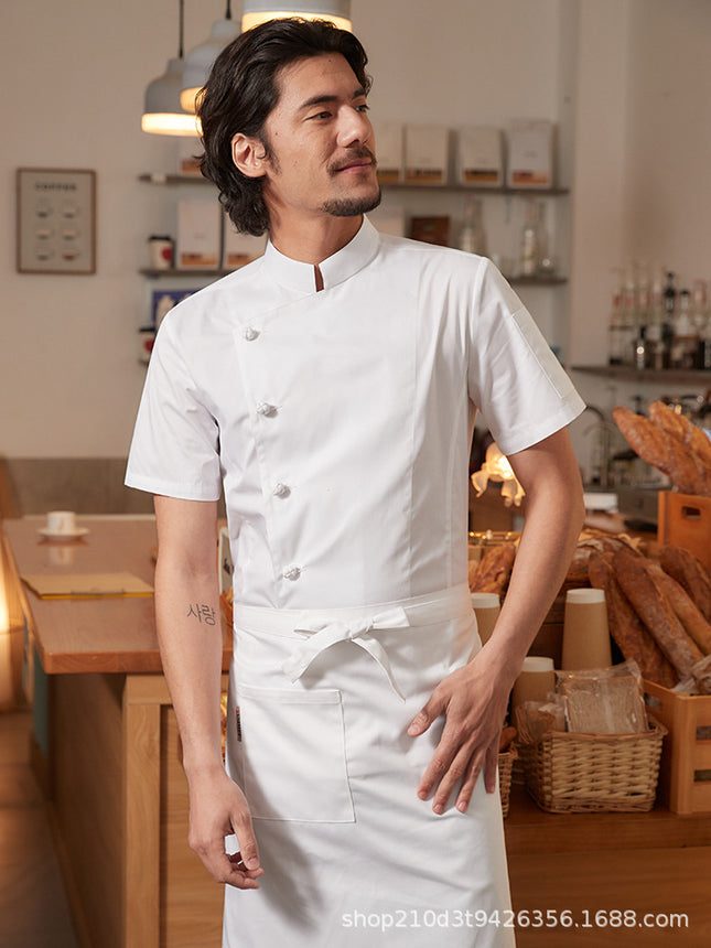 Chef Yibang Chef Work Clothes Short-Sleeved Men's Summer High-End New Catering Hotel Baking Cake Kitchen Chef Clothes
