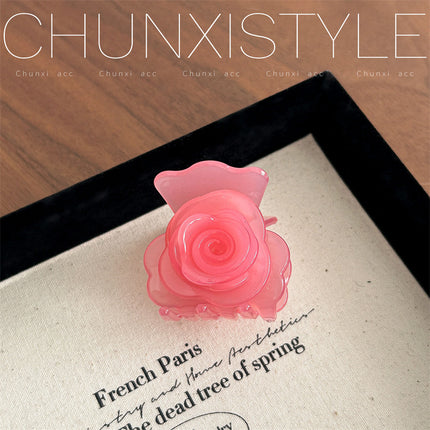 Double-Sided Rose Flower Hairpin ~ Korean France Elegant Medium Ponytail Clip Hair Clip French Shark Clip