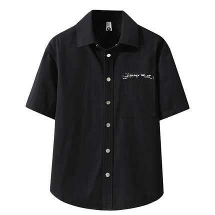 82513 Large Size Men's Loose Short-Sleeved Summer Pure Cotton Fat Boy Work Shirt Men's Casual Outer Wear One Piece Drop Shipping