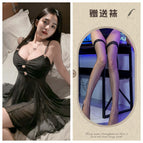 Black + black fishnet stockings / M 40-60kg
